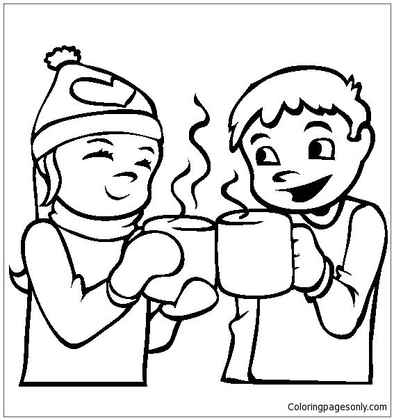 567x604 Hot Chocolate Coloring Page Winter Coloring Pages