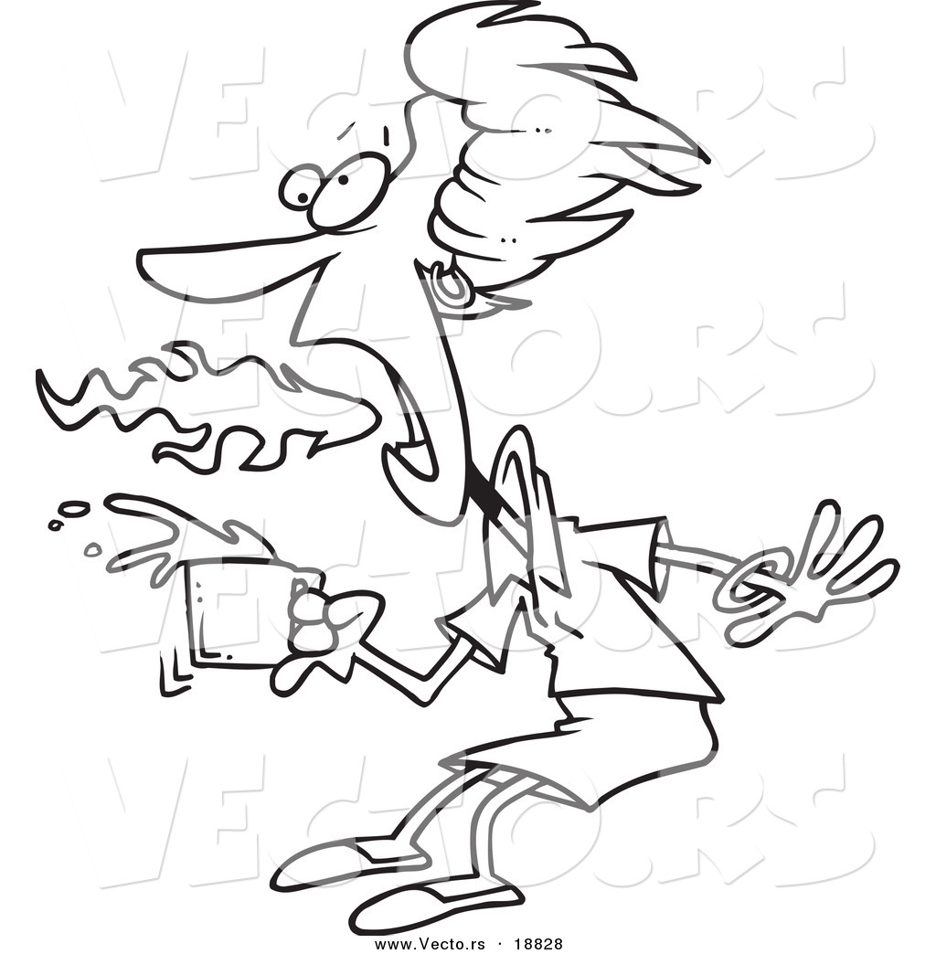 1024x1044 Vector Of A Cartoon Fiery Mouthed Woman With Hot Coffee