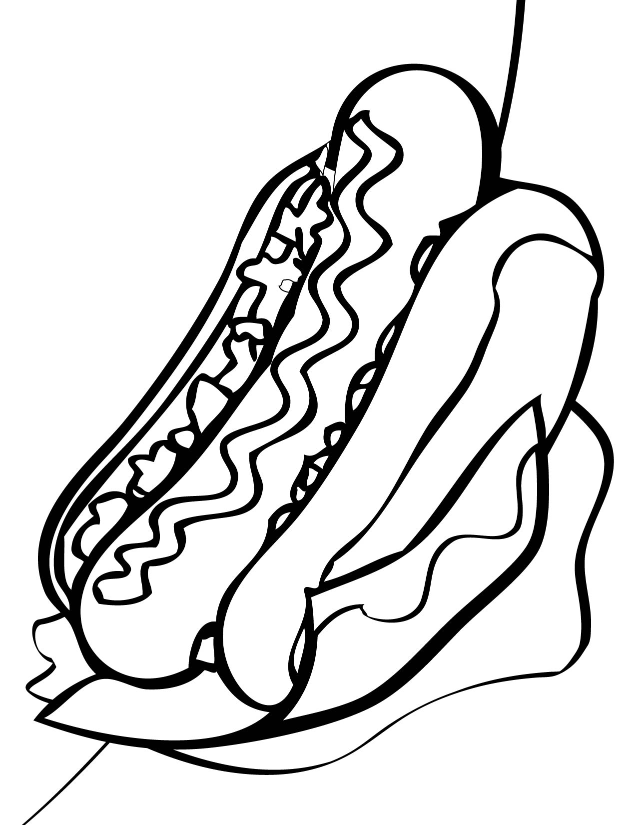 1275x1650 Hot Dog Coloring Page