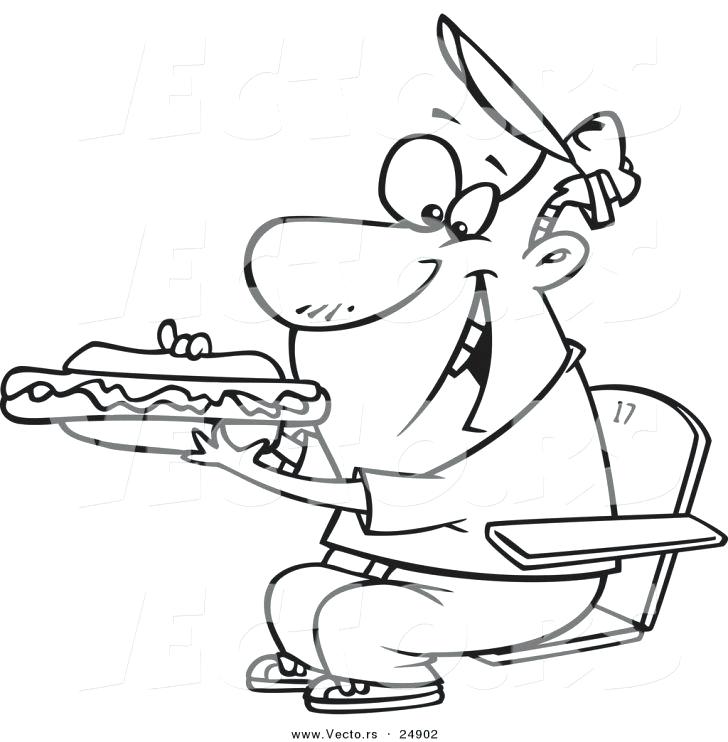 728x742 Hot Dog Coloring Page