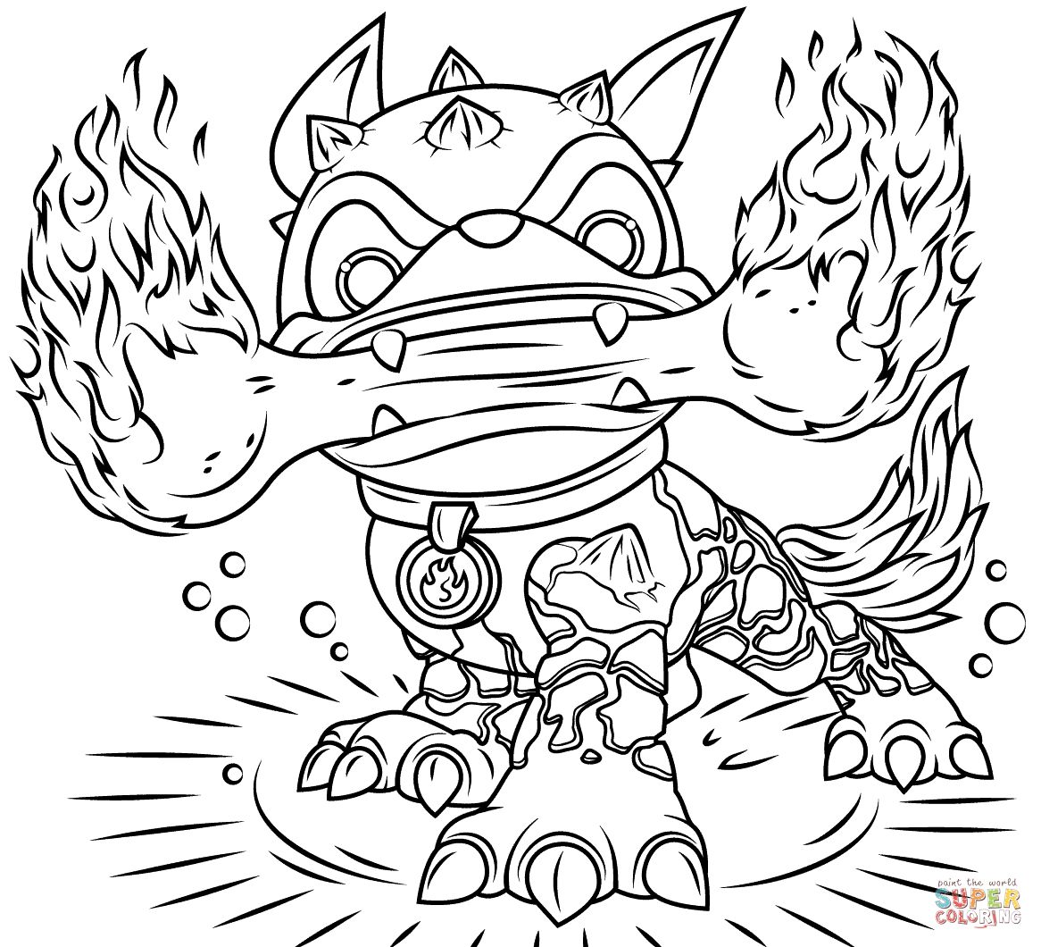 1166x1060 Skylanders Fire Bone Hot Dog Coloring Page Skylander Coloring Page