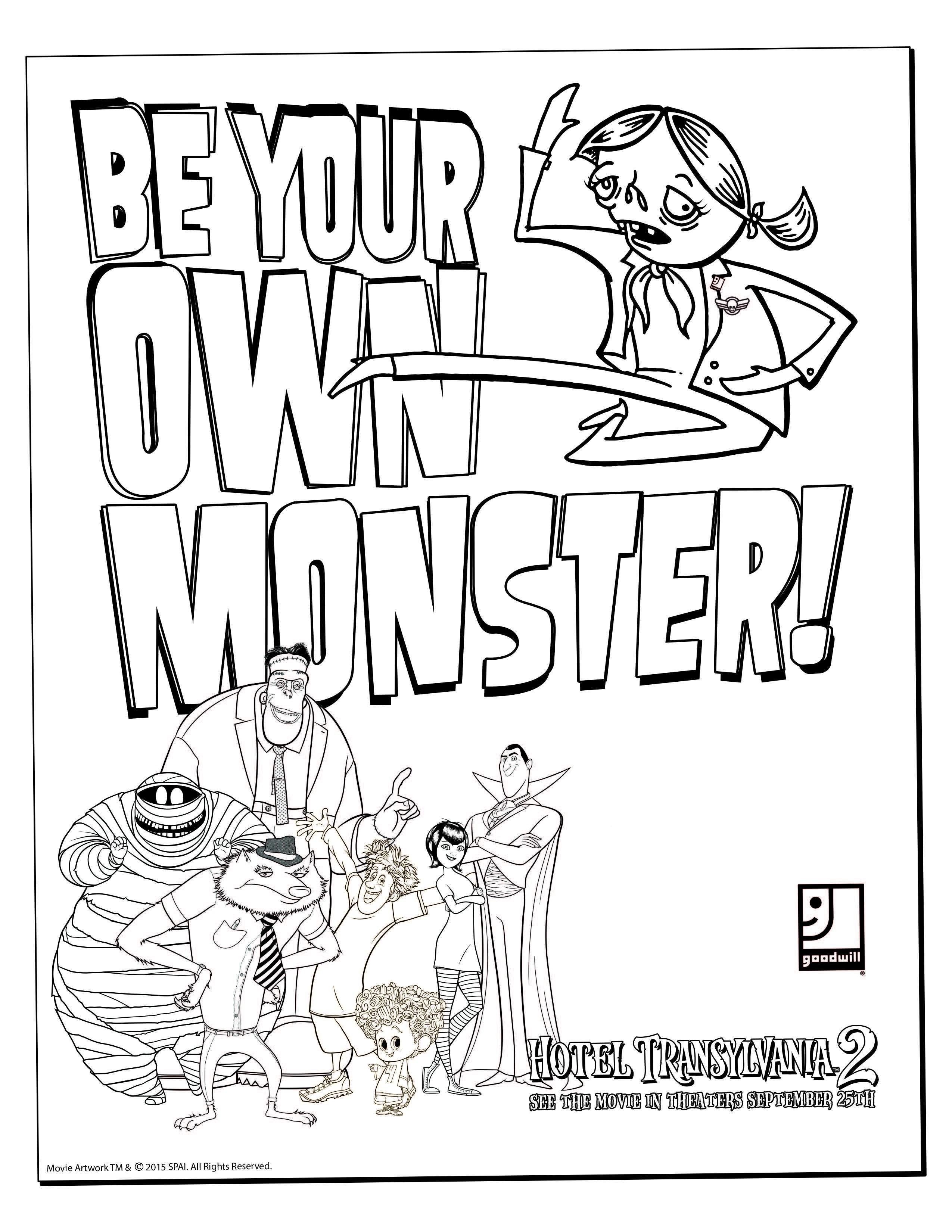 2550x3300 Hotel Transylvania Coloring Pages Masks And Inside