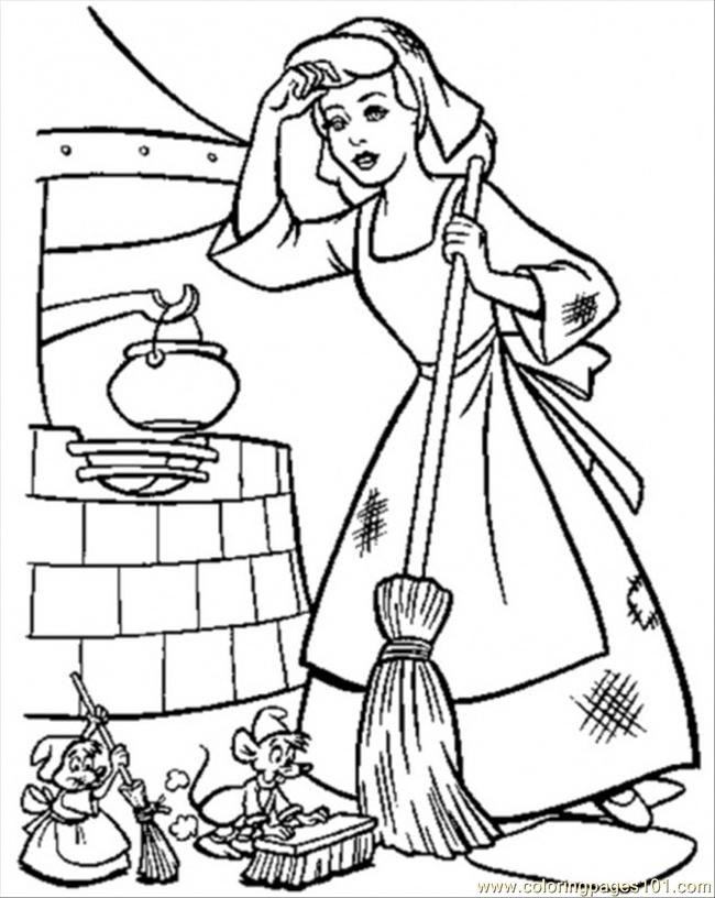 650x816 Cinderella Must Keep Her House Clean Coloring Page