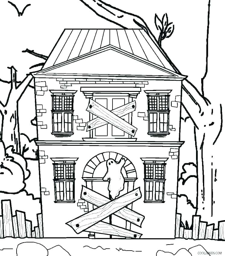 746x850 Little House Coloring Pages Haunted House Coloring Pages