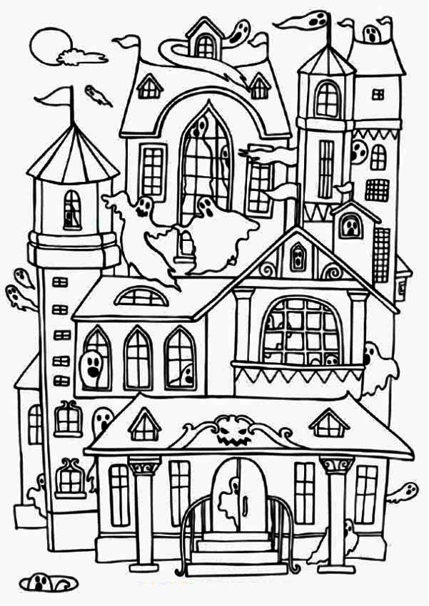 601x850 Haunted House Coloring Pages Printables Haunted Houses Coloring