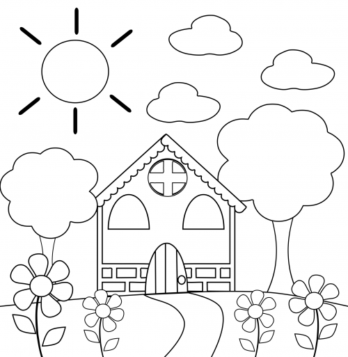 500x513 Preschool Coloring Page House