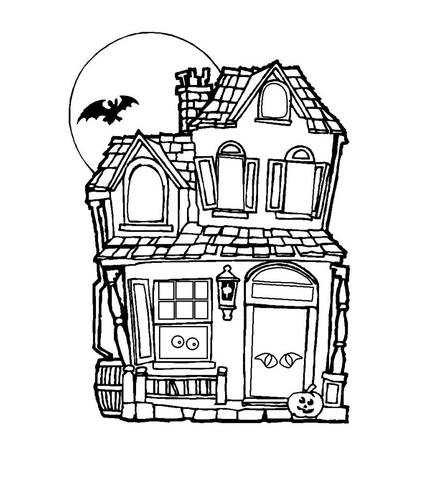 860x983 Informative Haunted House Coloring Page Printa