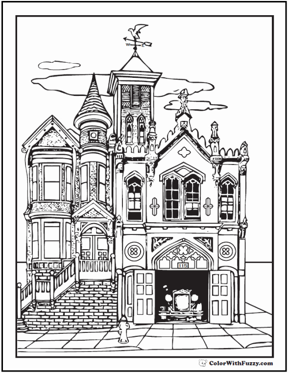 590x762 Adult Coloring Pages Customize Printable Pdfs House Interior