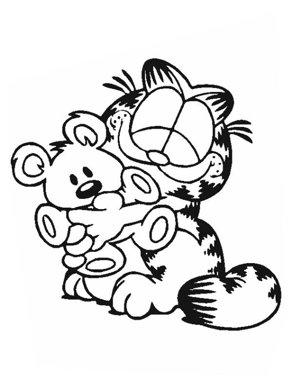 600x800 Garfield Hug Pooky Bear Coloring Page