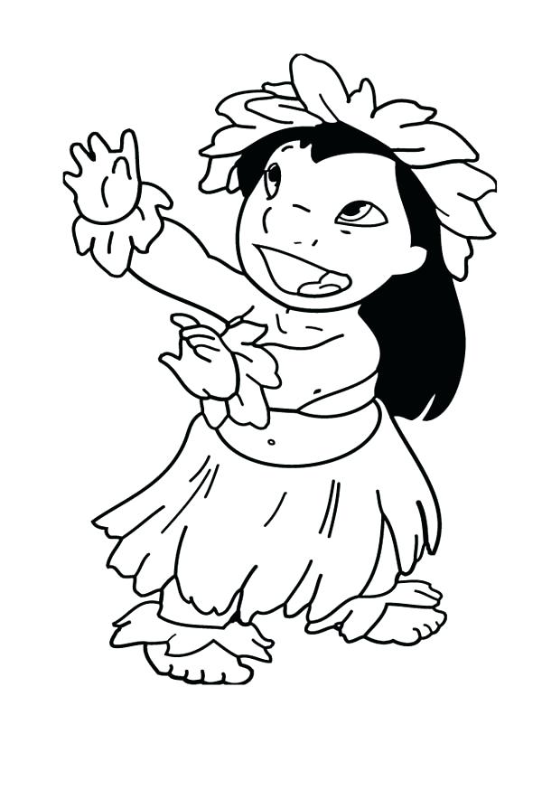 600x895 Hawaiian Coloring Pages Lilo Is Lovely Girl Coloring Page Hawaii