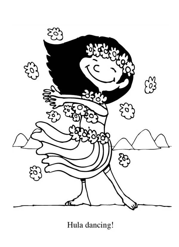 600x825 Hula Dancing In Hawaiian Coloring Page