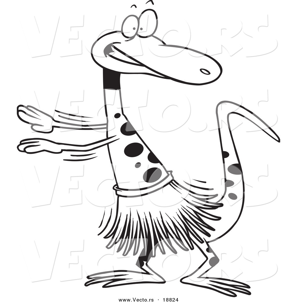 1024x1044 Vector Of A Cartoon Gecko Hula Dancing