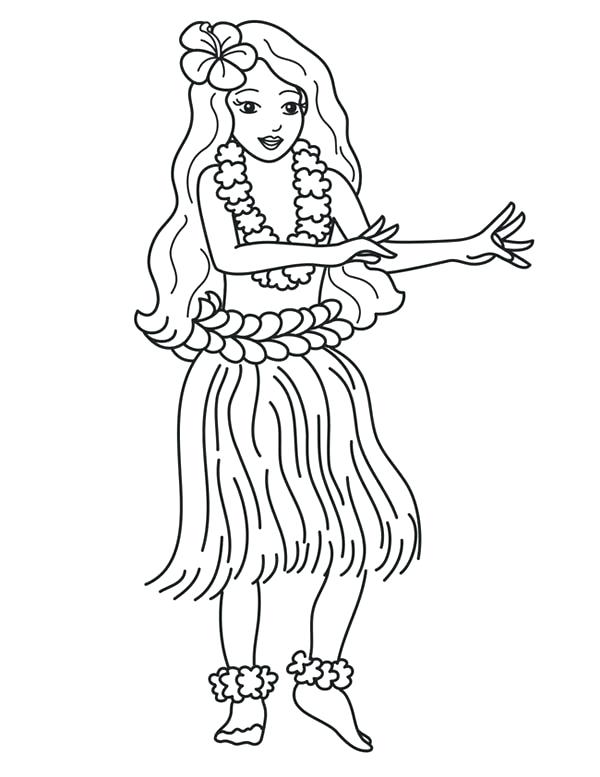 600x777 Inspiring Hula Girl Coloring Page Coloring To Tiny Hula Girl