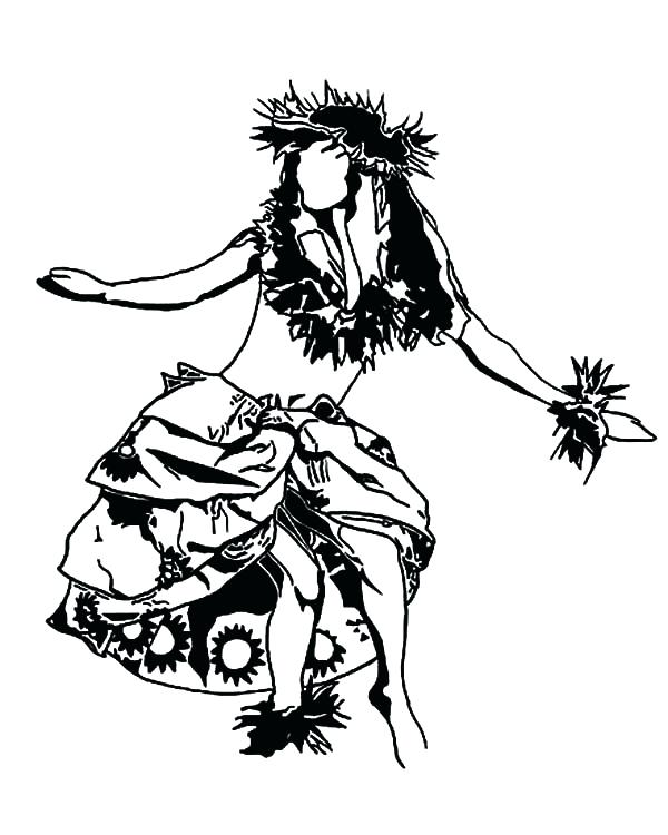600x750 Interesting Hula Girl Coloring Page Hula Girl Performing Dance