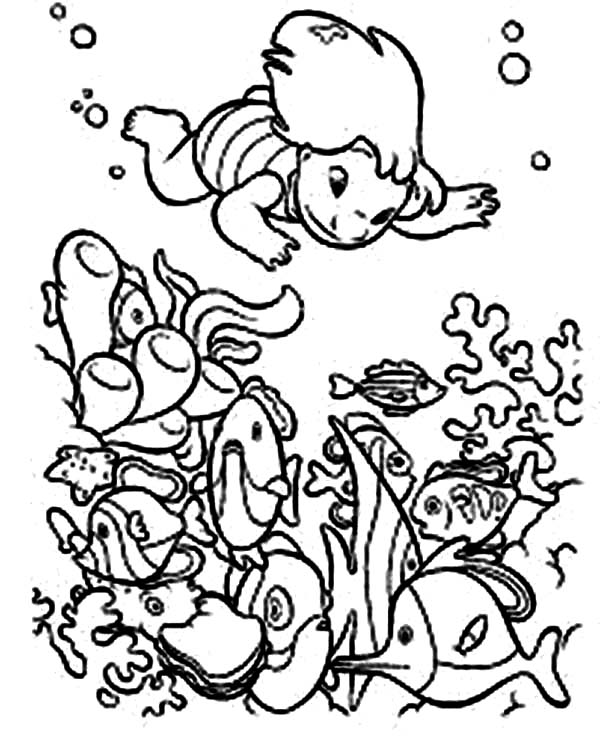 600x743 Lilo Diving In Hawaiian Reefs In Lilo Stitch Coloring Page