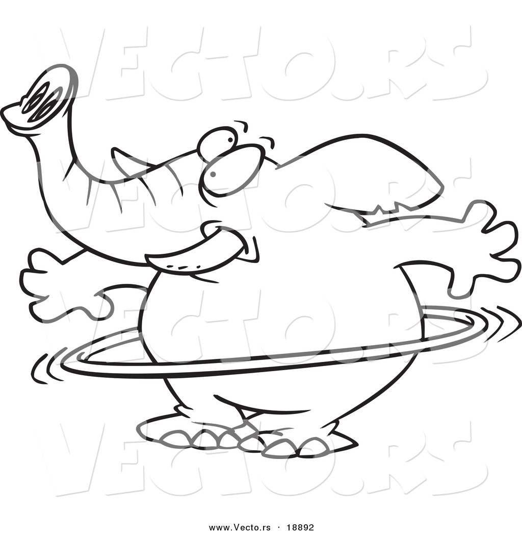 1024x1044 Vector Of A Cartoon Elephant Using A Hula Hoop