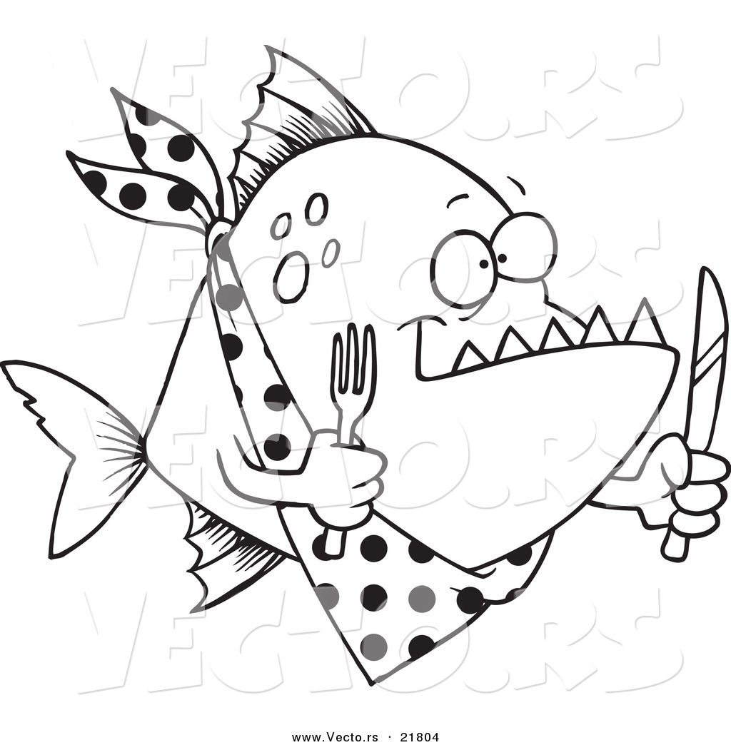 1024x1044 Vector Of A Cartoon Hungry Piranha Fish