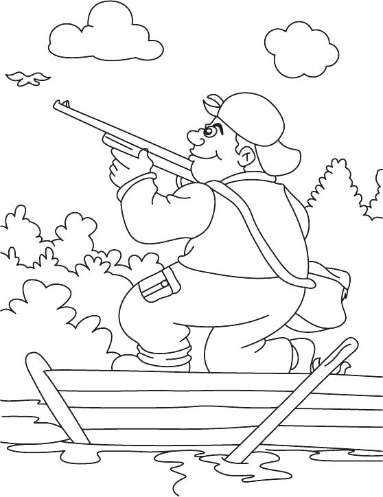 558x724 Printable Deer Hunting Coloring Pages A Hunter In The Boat Page