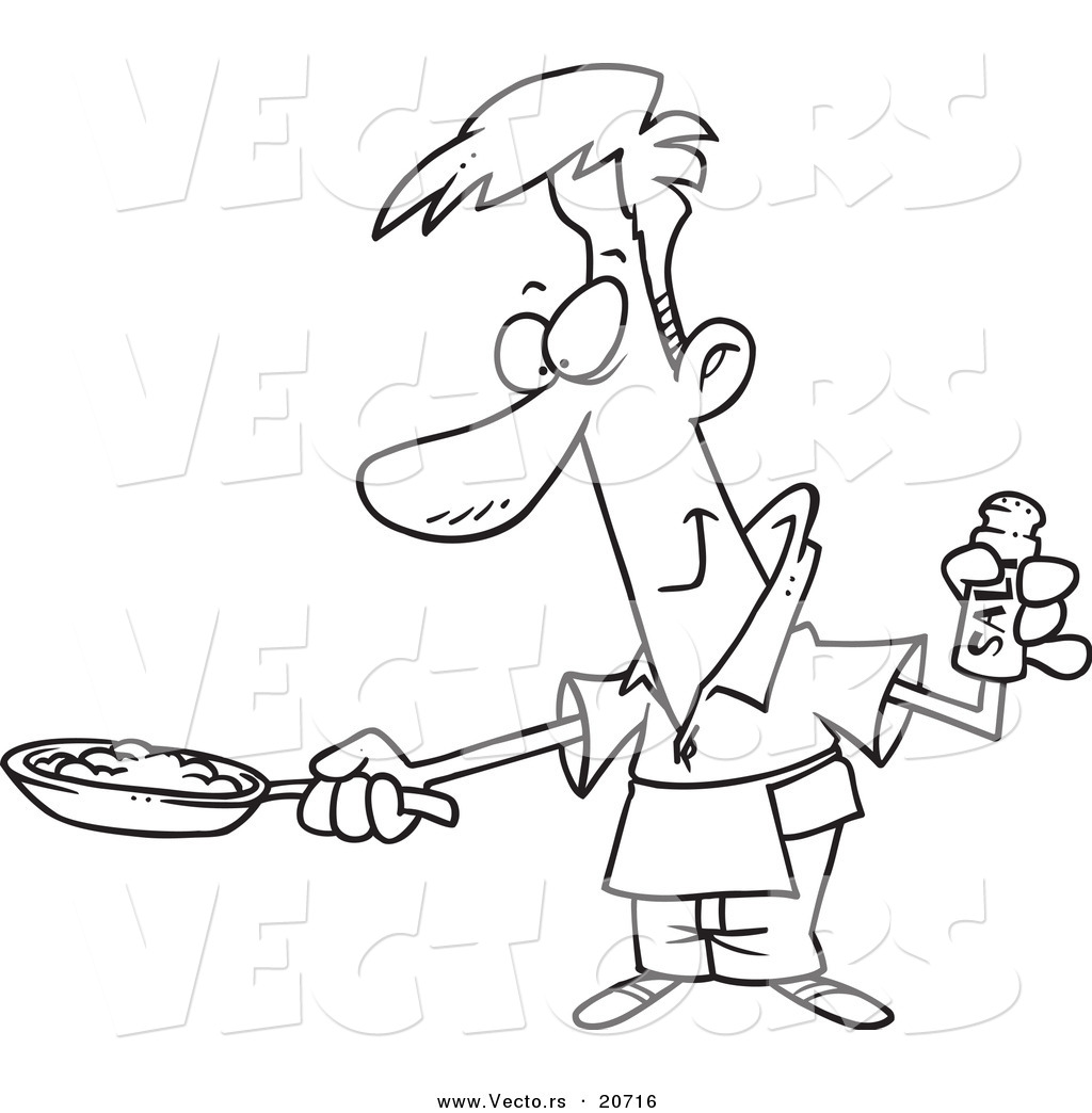 1024x1044 Vector Of A Cartoon Man Wearing An Apron And Cooking Eggs