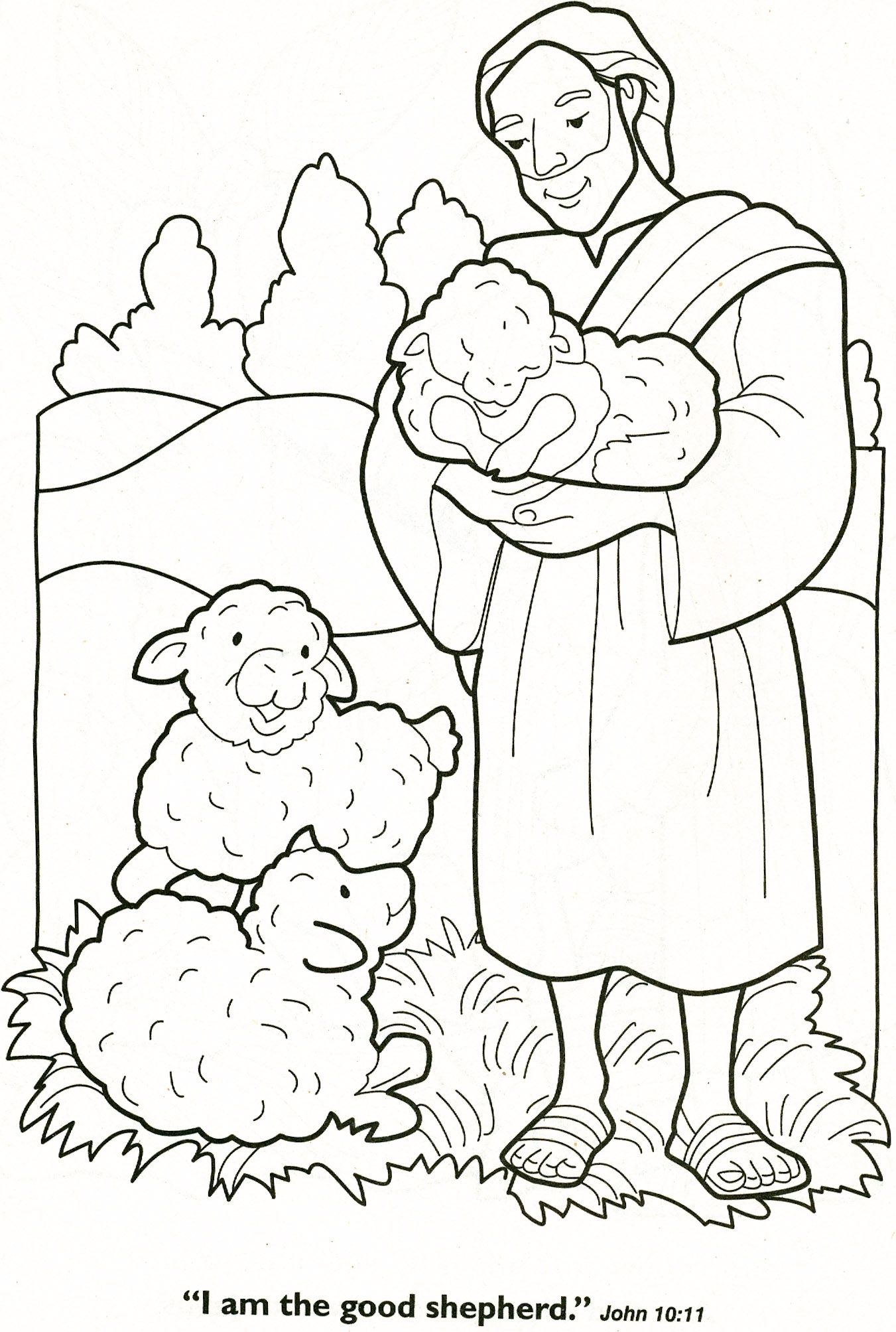 1351x2007 Jesus The Good Shepherd Coloring Pages Am The Good Shepherd John
