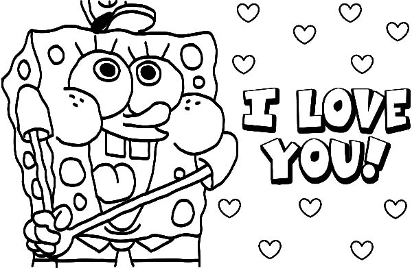 600x391 I Love You Coloring Pages I Love You Coloring Pages Spongebob