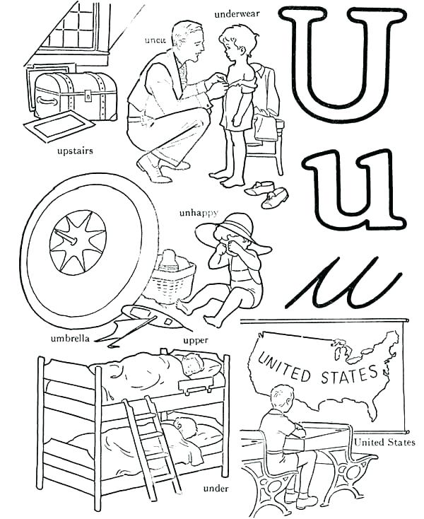 600x734 Letter U Coloring Pages Free Printable Letter U Coloring Pages