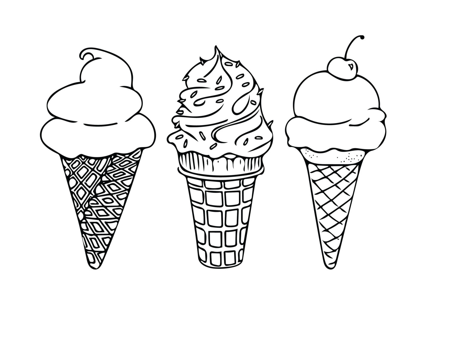 1500x1159 Printable Coloring Sheet Instant Download Ice Cream Cones