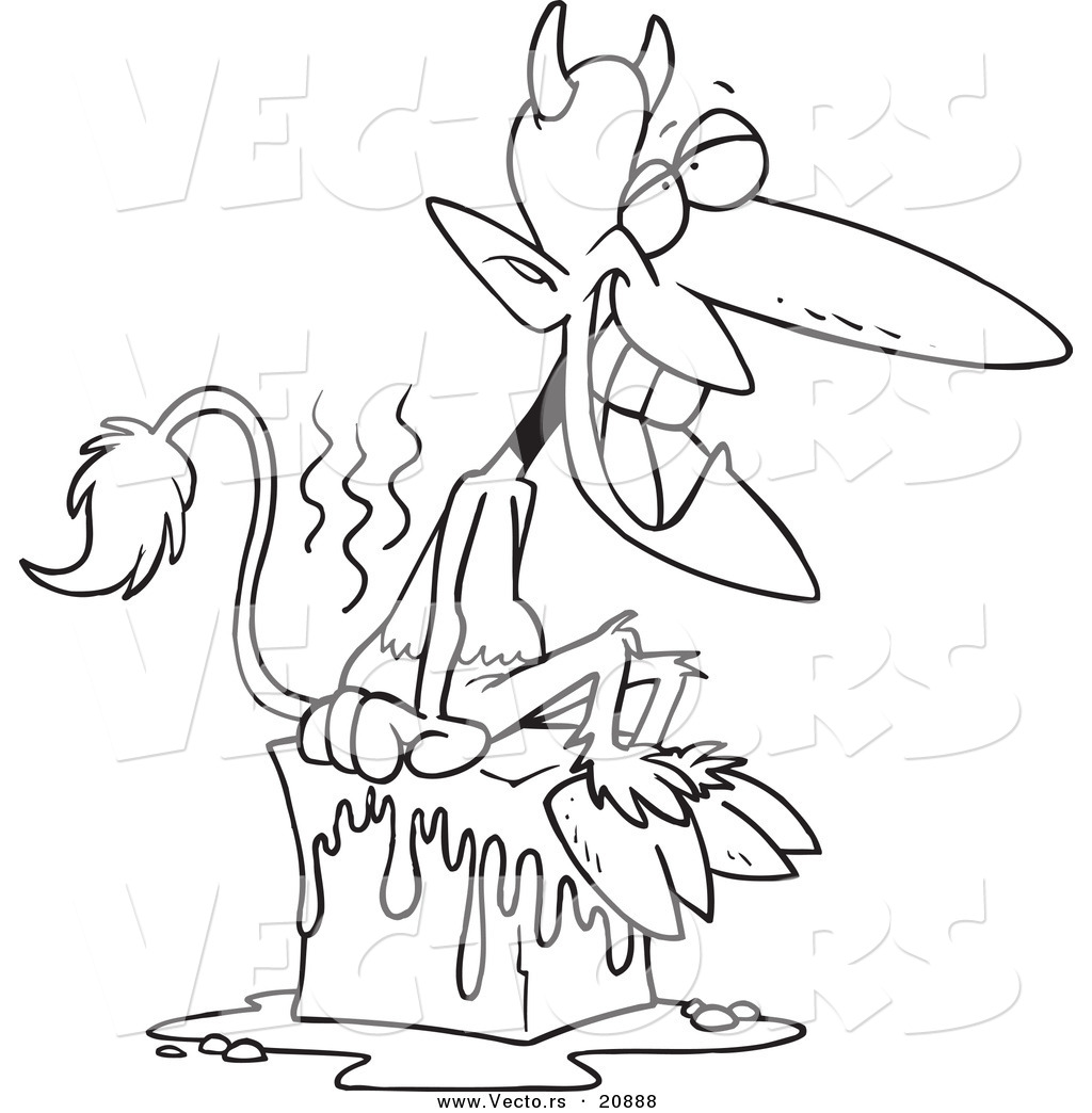 1024x1044 Vector Of A Cartoon Devil Cooling Off On A Block Of Ice