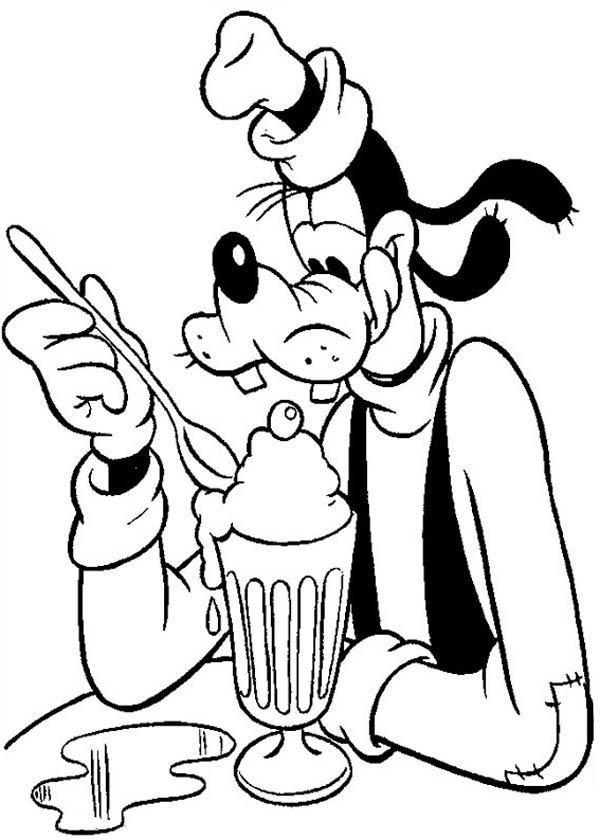 600x840 Goofy Eating Ice Cream Coloring Page