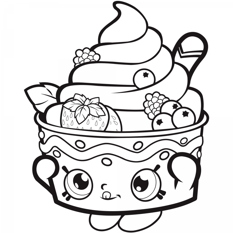 768x768 Ice Cream Sundae Free Coloring Page Kids, Shopkins Coloring Pages