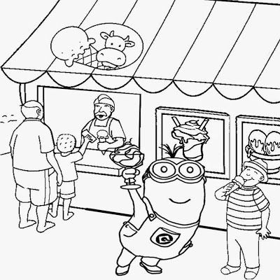 400x400 Seaside Shop Ice Cream Party Two Eyed Minion Coloring Pages
