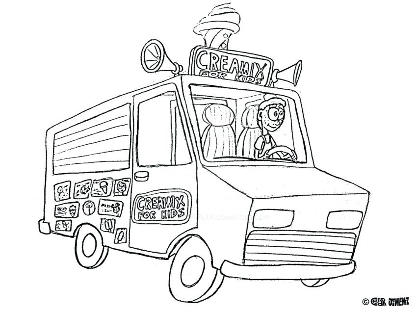 850x638 Ice Cream Truck Coloring Page Cute Coloring Coloring Pages