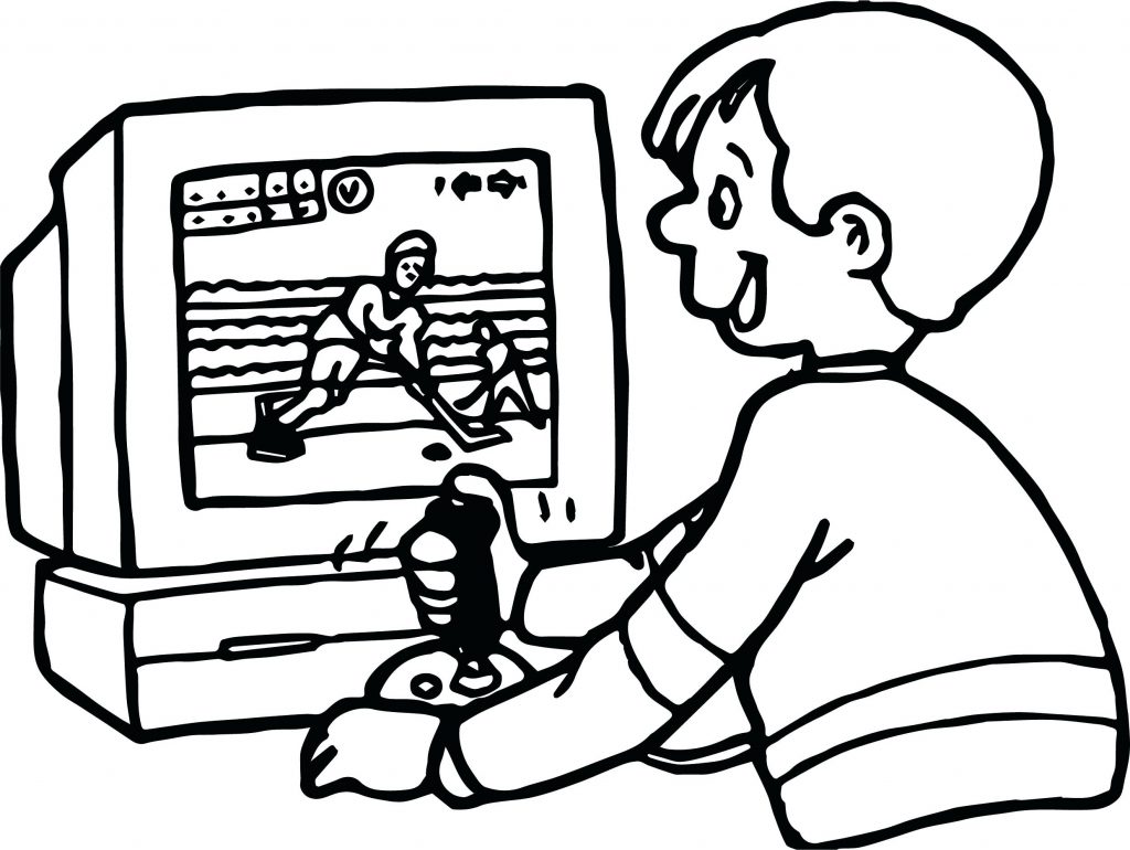 1024x770 Coloring Pages Hockey Coloring Pages Boy Playing Computer Games