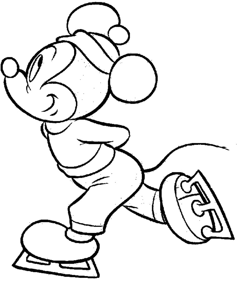 765x900 Mickey Mouse Playing Ice Skating Coloring Pages