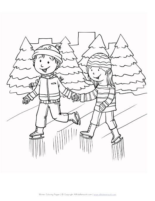 530x686 Winter Ice Skating Coloring Page