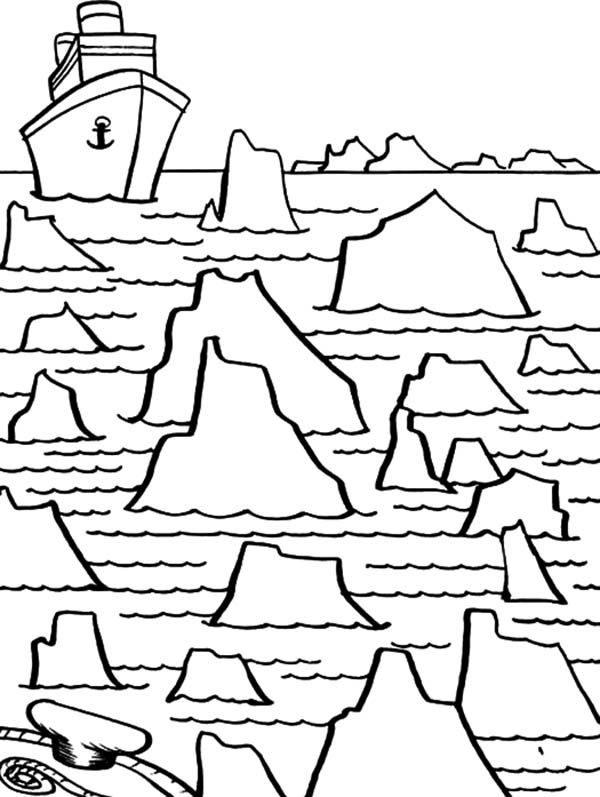 600x797 Iceberg, Iceberg Maze For Big Ship Coloring Pages