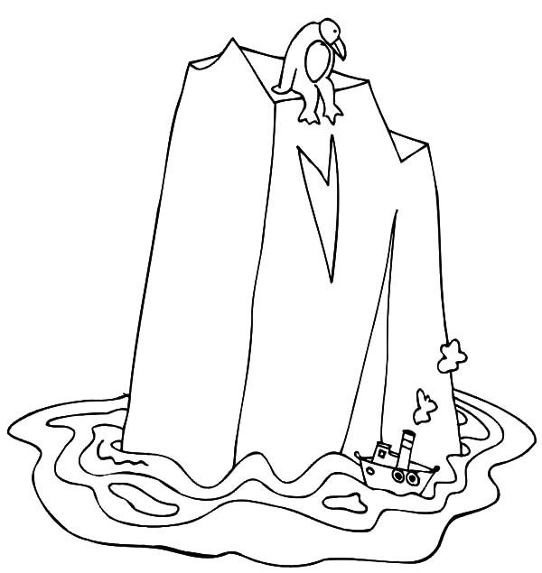 600x635 Iceberg, Little Ship And Gigantic Iceberg Coloring Pages Little