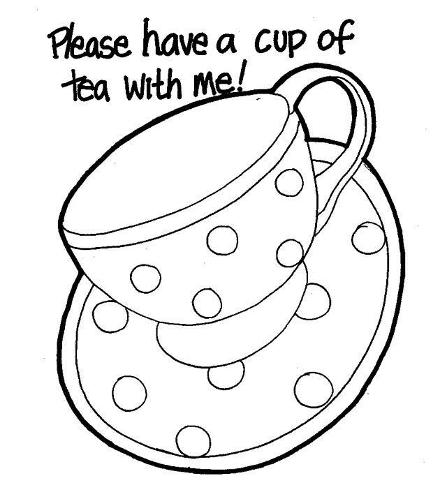 640x715 Cup Of Tea Coloring Pages