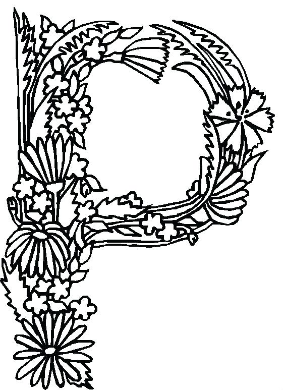 561x773 Illuminated Letters Coloring Pages Coloring Page Alphabet Flowers