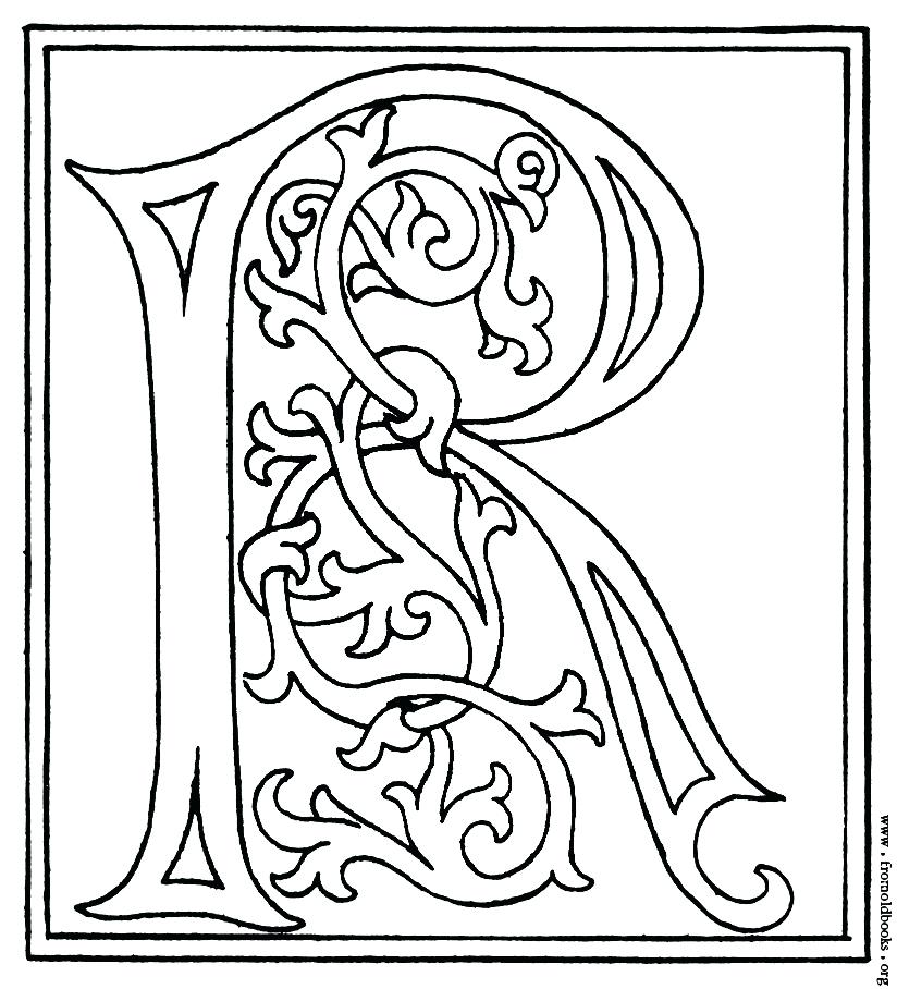 824x908 Illuminated Letters Coloring Pages Illuminated Letters C Coloring