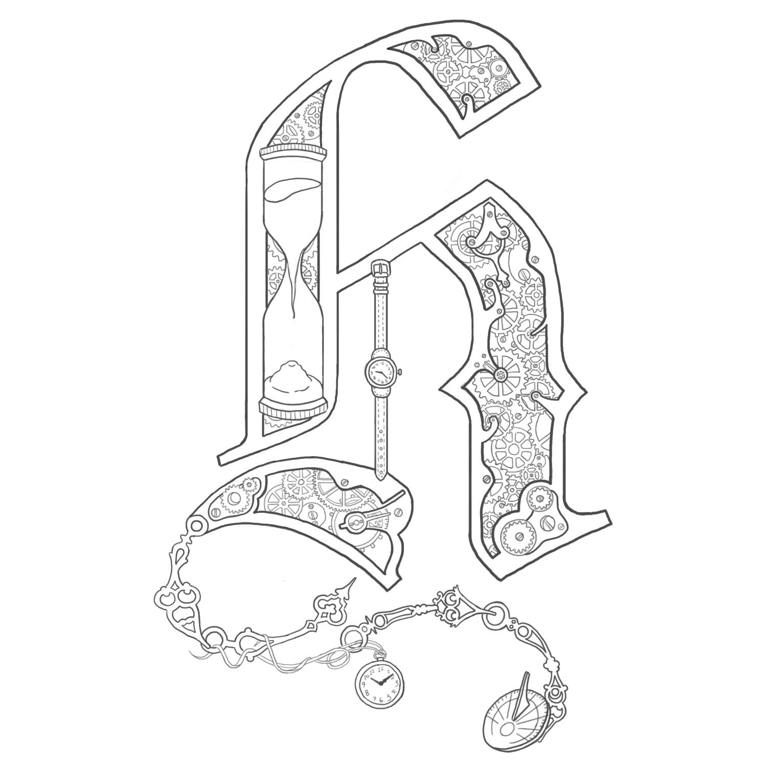 1500x1500 In Illuminated Letters Coloring Pages