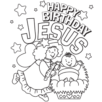 345x345 Happy Birthday Jesus Coloring Page
