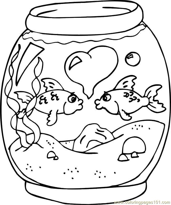 650x782 In Love Fish Coloring Page