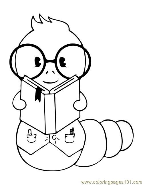 500x647 Cartoon Inch Worm Coloring Pages The Bookworm Coloring Page Free