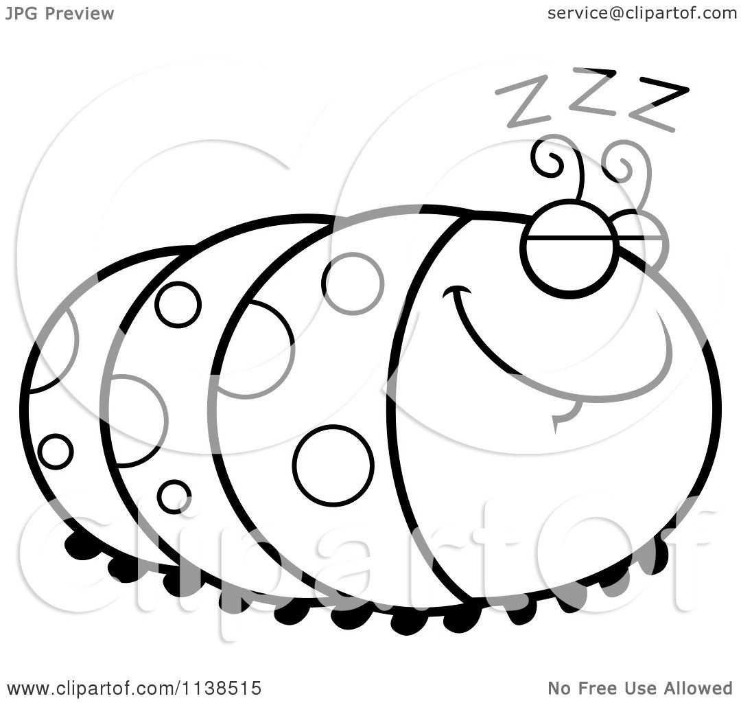 1080x1024 Elegant Cartoon Clipart An Outlined Sleeping Caterpillar Black