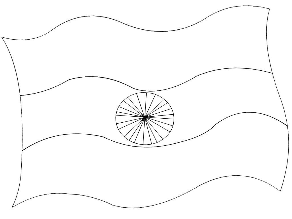 1024x768 Monumental Indian Flag Outline Coloring Page
