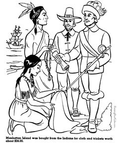 236x288 Indian And Pilgrim Coloring Pages Bible Printables The First
