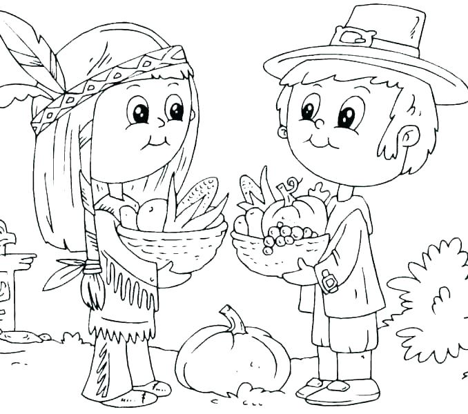 678x600 Pilgrim And Indian Coloring Pages