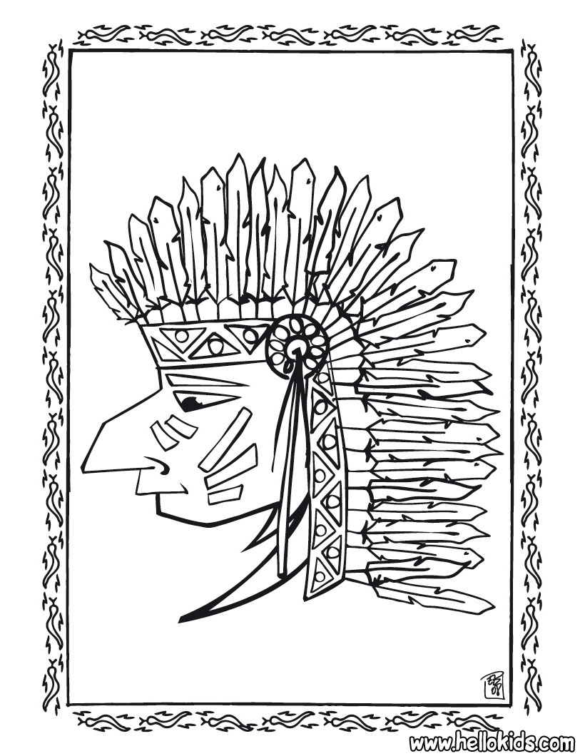 820x1060 Indian Chief Portrait Coloring Pages