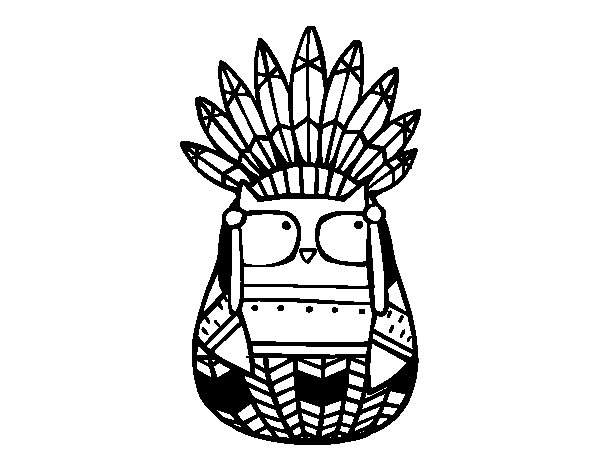 600x470 Owl Indian Chief Coloring Page